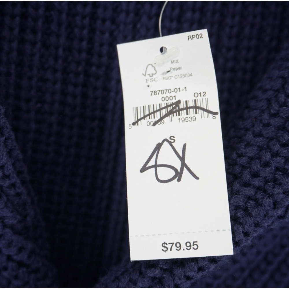 Gap Mens Navy Blue Shawl Collar Ribbed Knit Cardigan Sweater Small NEW Academia - Picture 7 of 12